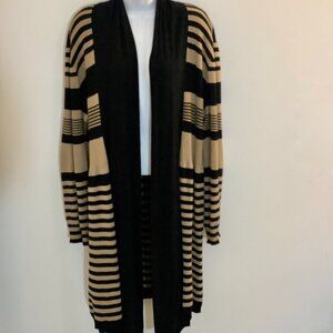 Cardigan Sweater Wrap MId Length Brown / Black  XL Allison Brittney